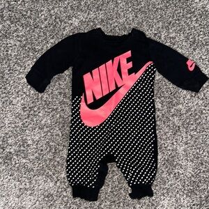 Nike Black and Pink One Piece with Polka Dot Pattern